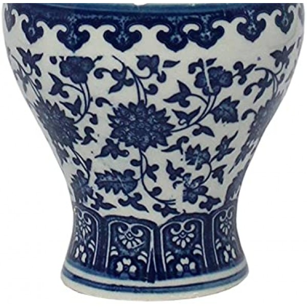 vaso potiche tianjin pequeno branco e azul de porcelana