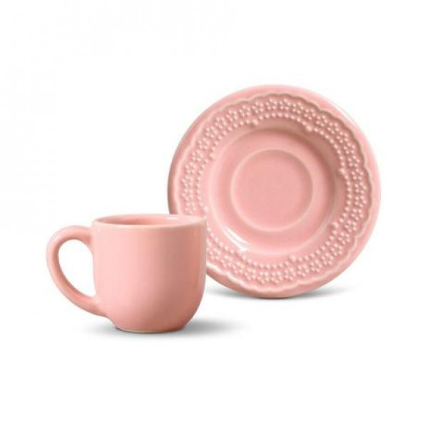  jogo 6 xícaras café madeleine rosa